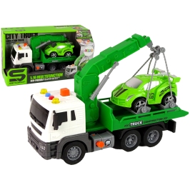 Car Transporter Roadside Assistance Tow Truck 1:16 Green Sound Lights