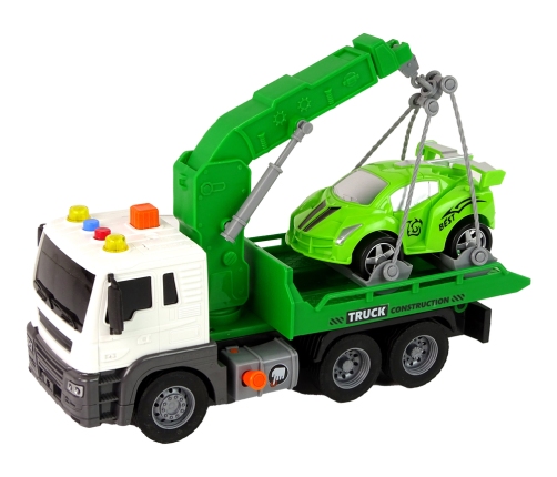 Car Transporter Roadside Assistance Tow Truck 1:16 Green Sound Lights