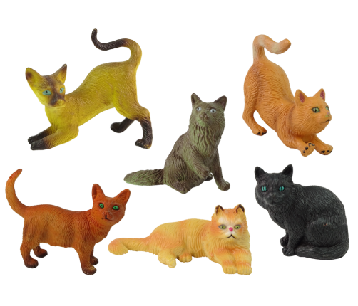 Set of 6 Figures  Domestic cats of various breeds