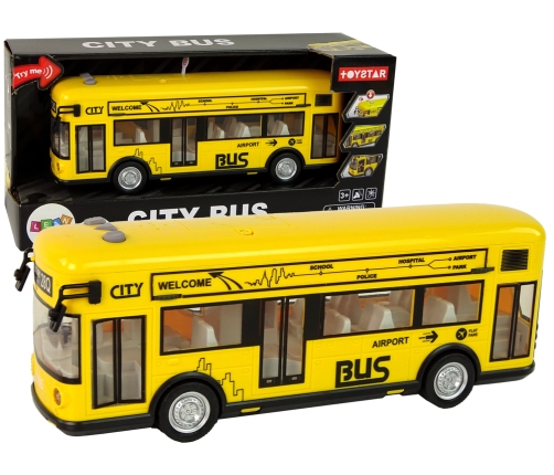 Yellow City Bus With Friction Drive 1:18