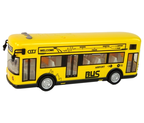 Yellow City Bus With Friction Drive 1:18