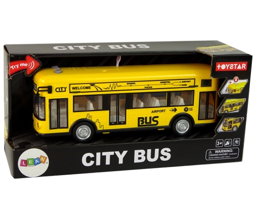 Yellow City Bus With Friction Drive 1:18