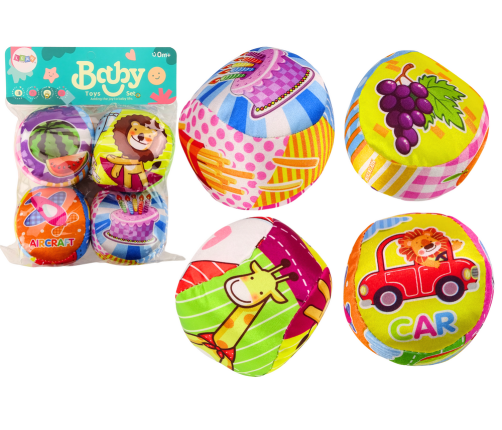 Soft Balls Colorful Educational Rattle Balls 4 pcs. Set