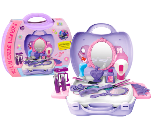 Hairdressing Beauty Set In Suitcase Dryer Mirror Purple