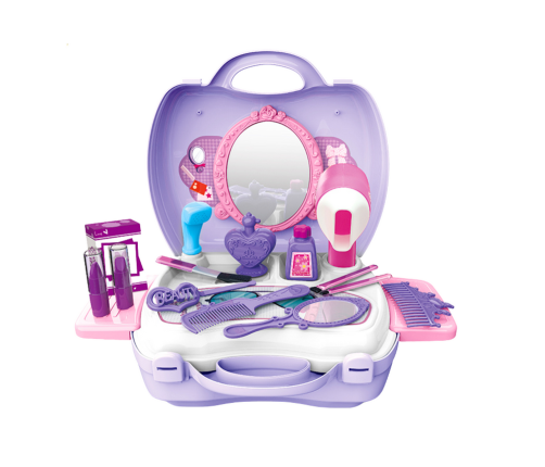 Hairdressing Beauty Set In Suitcase Dryer Mirror Purple