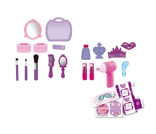 Hairdressing Beauty Set In Suitcase Dryer Mirror Purple