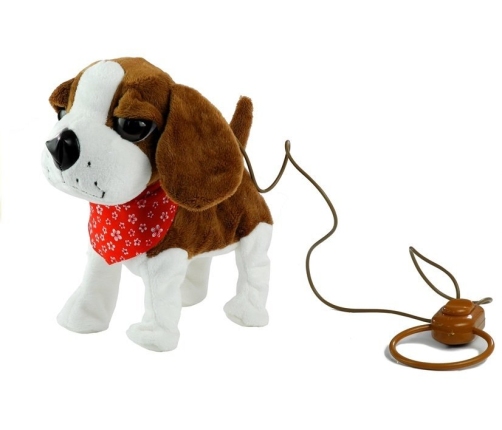 Interactive Dog On a Lead with Head-Scarf Moves Tail Sings