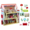 Wooden Marika Dolls' House with Opening Windows Three Storeys Balcony Furniture