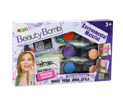 Beauty Tattoos Set 12 Cards 3 Hair Shadows Sponges