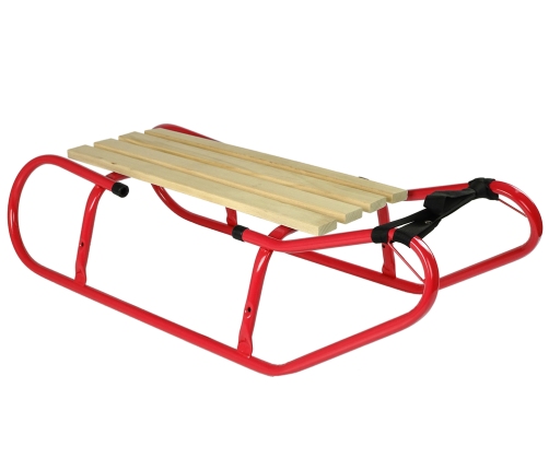 Metal Sled with Backrest Strap Red