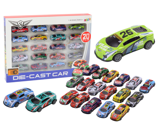 Set of Toy Cars, Spring Springs, Sports Racing Cars 1:64, 20 pcs.