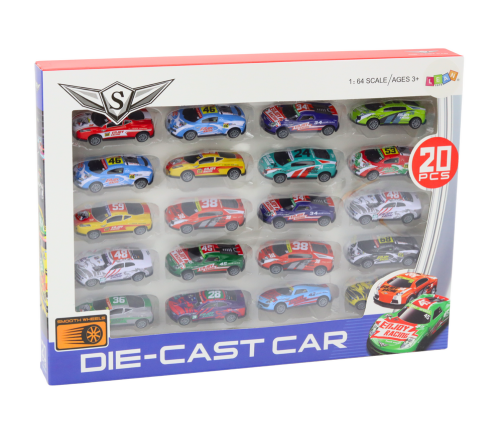 Set of Toy Cars, Spring Springs, Sports Racing Cars 1:64, 20 pcs.