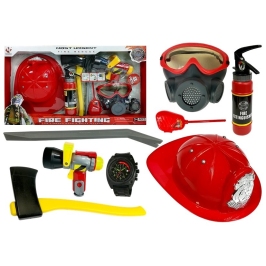 Firefighter Kit Helmet Fire Extinguisher Hatchet Mask Crowbar