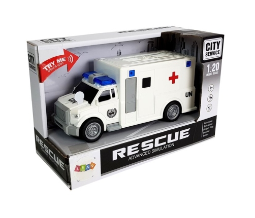 Auto Ambulance with friction drive white 1:20 with sound