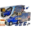 Truck with cars. Police. Garage. Suitcase. Game board