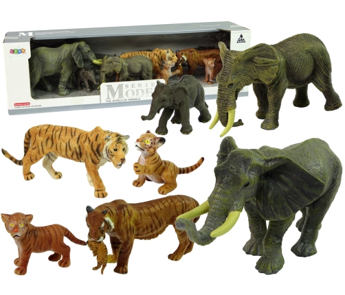 Africa Elephants Tigers Wild Animals Figure Set