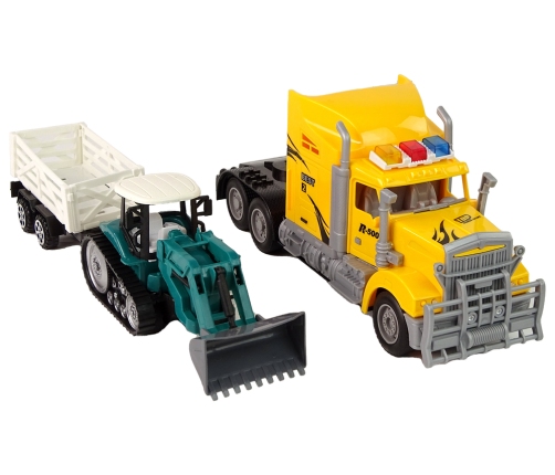 Vehicle Set Yellow Truck 60 cm Excavator with trailer  Remote-controlled R/C