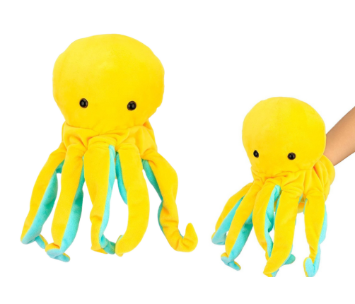 Plush Mascot Octopus Yellow Puppet 25 cm