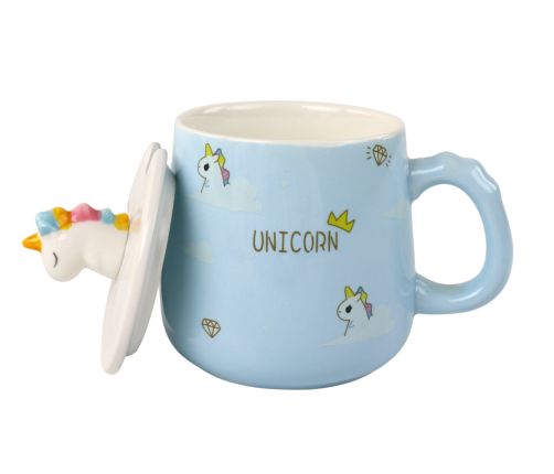 Unicorn Blue Pattern Mug, Spoon, Infuser