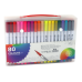 Set of 80 colored marker pens in an organizer