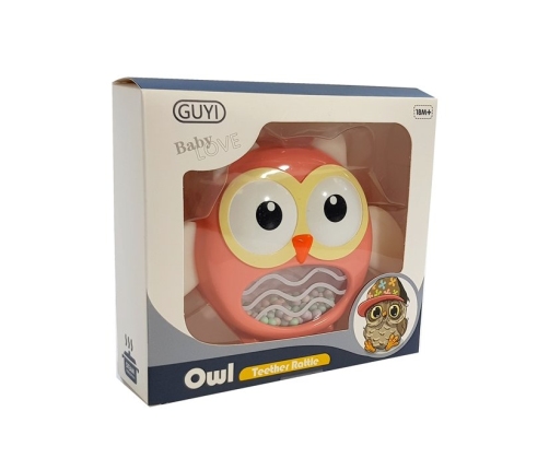 Owl Rattle Teether Children's Toy Red