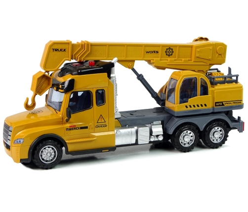 Remote Controlled Truck Crane Pilot 2.4G Lights Sounds Yellow