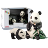 Set of 2 Panda Figures with young Panda and bamboo leaves