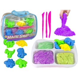 Magic Kinetic Sand in 3 Pastel Colours + Dinosaurs moulds