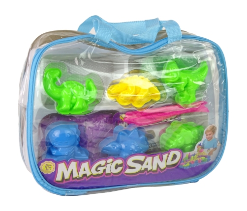 Magic Kinetic Sand in 3 Pastel Colours + Dinosaurs moulds