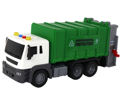 Garbage Truck With Crane Friction Drive Green 1:16