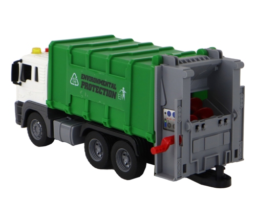 Garbage Truck With Crane Friction Drive Green 1:16