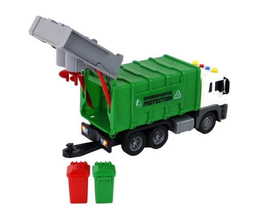 Garbage Truck With Crane Friction Drive Green 1:16