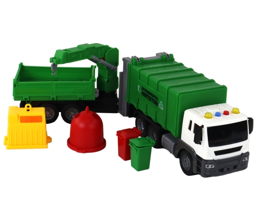 Garbage Truck With Crane Friction Drive Green 1:16