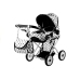 Doll Bogie and Stroller Alice- with Carrier, Bag and Bedding White with Black Dots