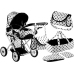 Doll Bogie and Stroller Alice- with Carrier, Bag and Bedding White with Black Dots