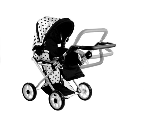 Doll Bogie and Stroller Alice- with Carrier, Bag and Bedding White with Black Dots