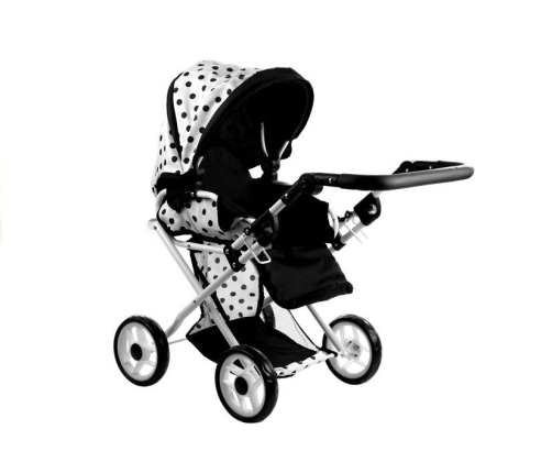 Doll Bogie and Stroller Alice- with Carrier, Bag and Bedding White with Black Dots