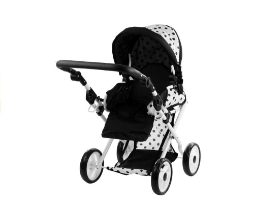 Doll Bogie and Stroller Alice- with Carrier, Bag and Bedding White with Black Dots