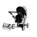 Doll Bogie and Stroller Alice- with Carrier, Bag and Bedding White with Black Dots