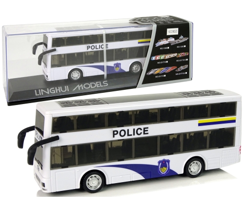 White Double-decker Police Bus with Pull Down Sound