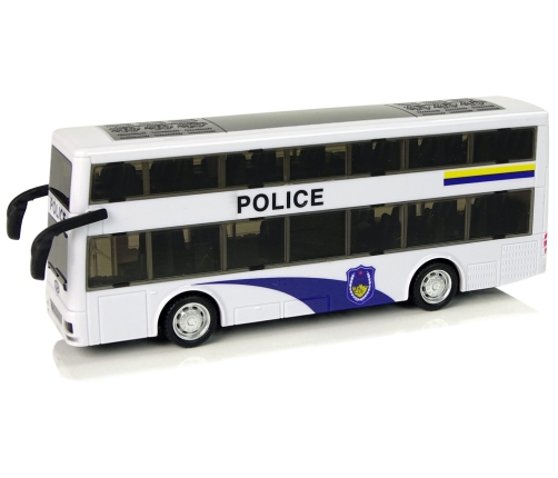 White Double-decker Police Bus with Pull Down Sound