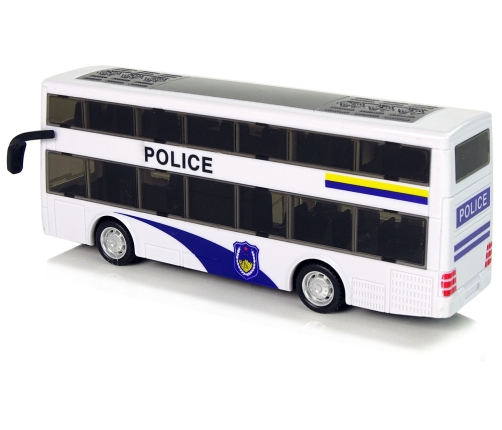 White Double-decker Police Bus with Pull Down Sound