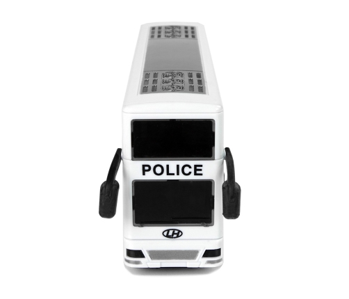 White Double-decker Police Bus with Pull Down Sound