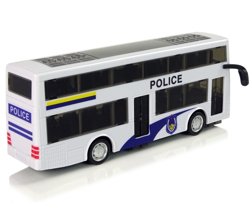 White Double-decker Police Bus with Pull Down Sound