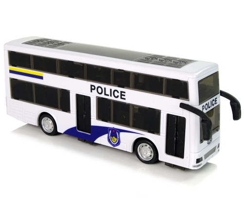 White Double-decker Police Bus with Pull Down Sound