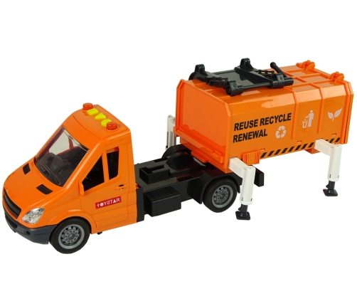 Rubbish Truck with Friction Drive Sound Effects Orange