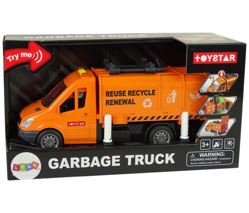 Rubbish Truck with Friction Drive Sound Effects Orange