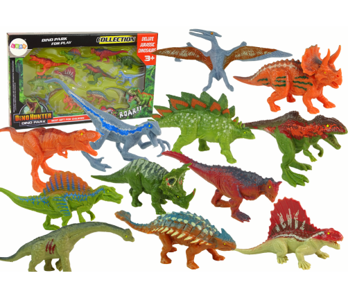 Set of Dinosaur Figurines 12 pieces Colorful