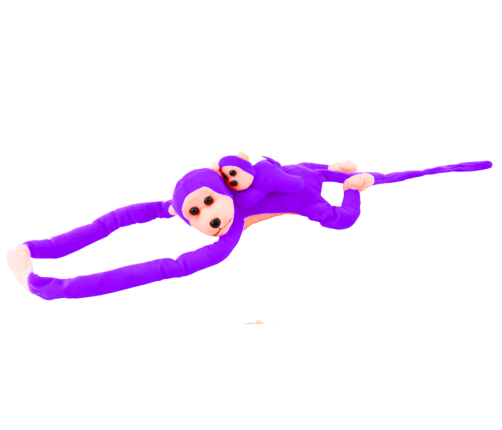 Mascot Plush Monkey with Baby, Purple 70 cm