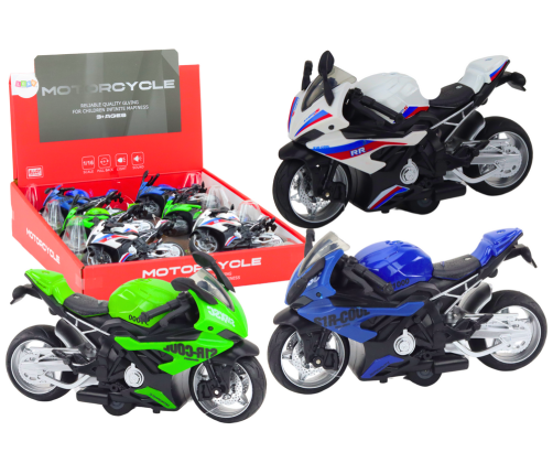 Sports Motorcycle with Friction Drive 3 Colors White Green Blue